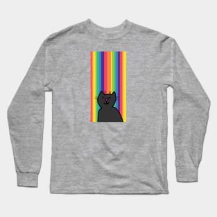 Cat Blink Rainbow Graphic Long Sleeve T-Shirt